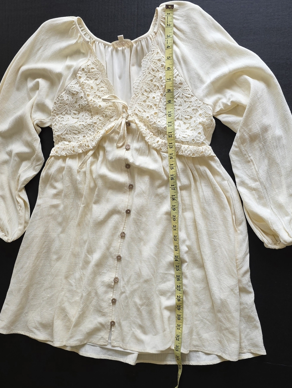 Listicle Beige Lace Maternity Mini Dress Long Sleeves Boho Cottagecore Romantic - Picture 7 of 9